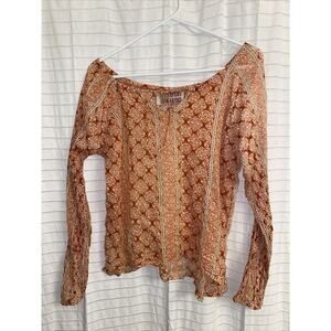 Made From The Earth Wear In Peace Medium Women’s Blouse Top Boho Long Sleeve